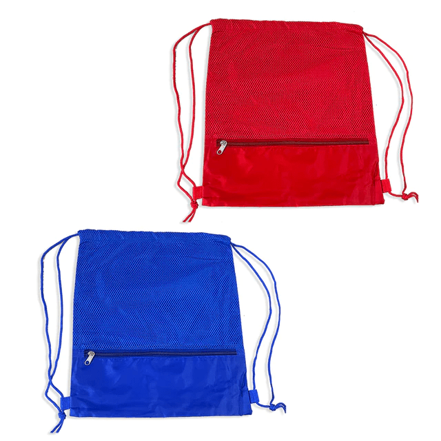 Fun Day Mesh Zip Pocket Drawstring Bag Bagazio Promotions - Trade Only 